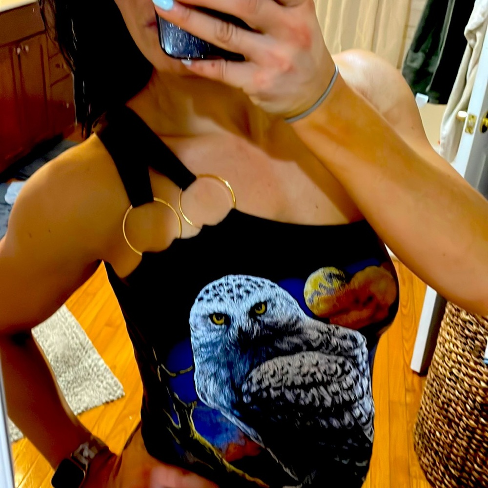 Cute one shoulder sky tank